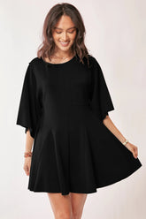 Solid Draped Sleeve Ties Back Skort Romper Davi & Dani